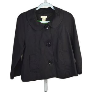Vintage Vertigo Paris Black Cape Style Jacket Green Lining Pocket Coat Size XL
